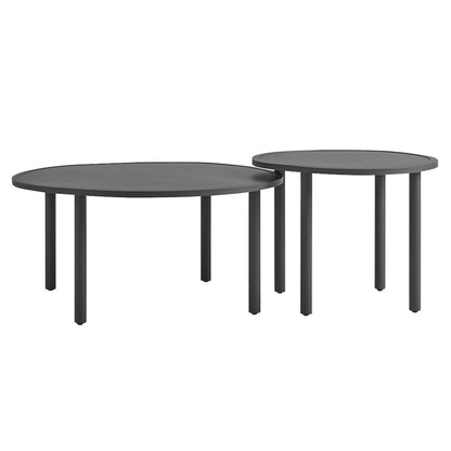 Porta 2 Piece Nesting Outdoor Patio Aluminum Coffee Table Set - Charcoal