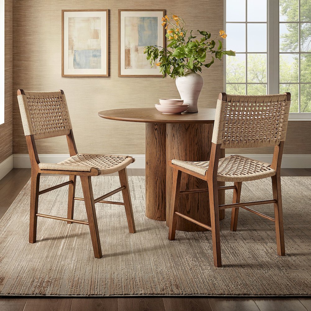 Tindra Woven Dining Chairs Set of 2 - Walnut