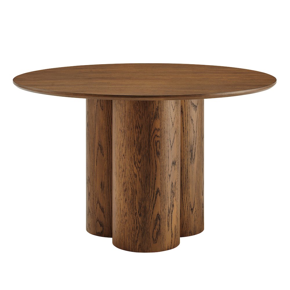 Renwick 47 Inch Oak Veneer Round Pedestal Dining Table - Walnut