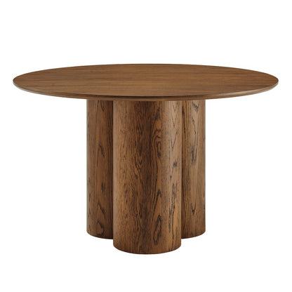 Renwick 47 Inch Oak Veneer Round Pedestal Dining Table - Walnut