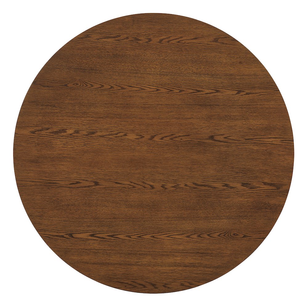 Renwick 47 Inch Oak Veneer Round Pedestal Dining Table - Walnut