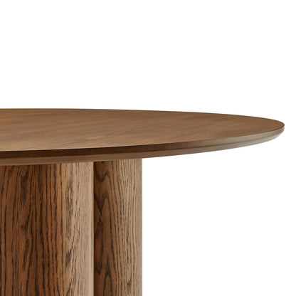 Renwick 47 Inch Oak Veneer Round Pedestal Dining Table - Walnut