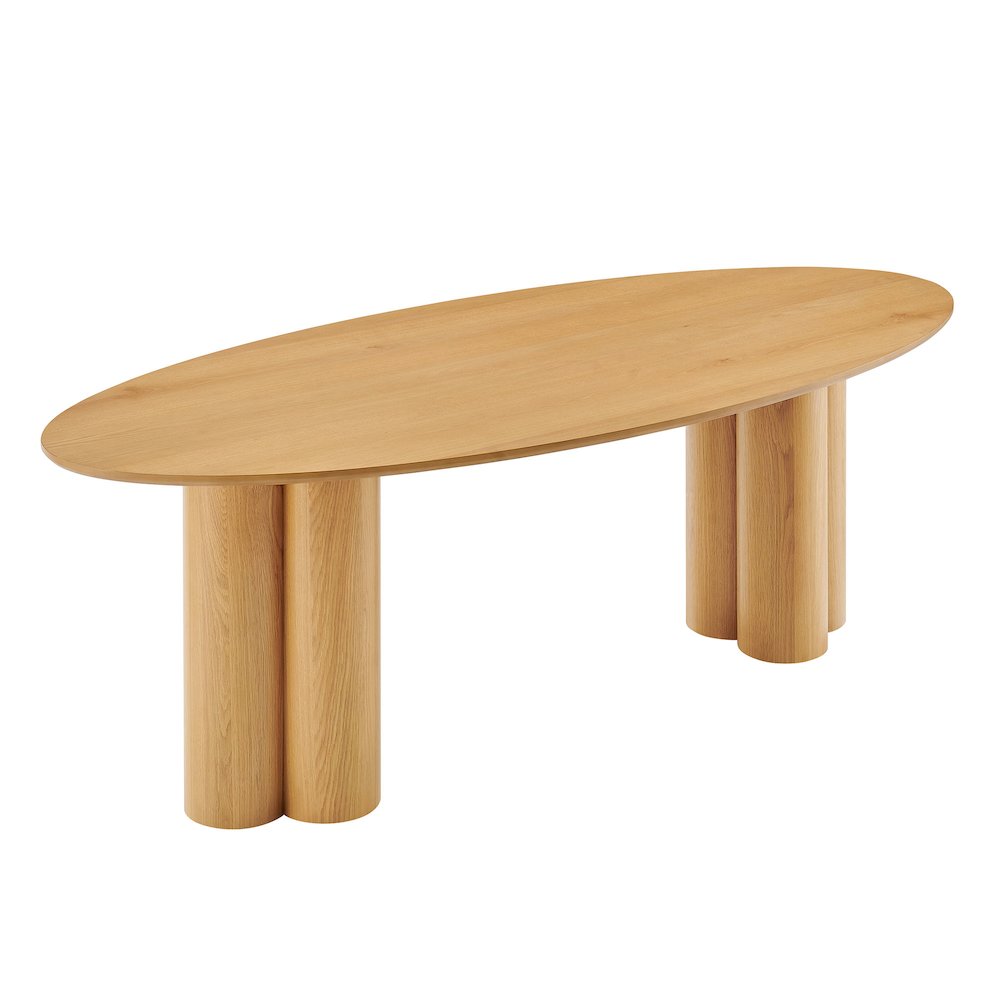 Renwick 79 Inch Oak Veneer Oval Pedestal Dining Table - Oak