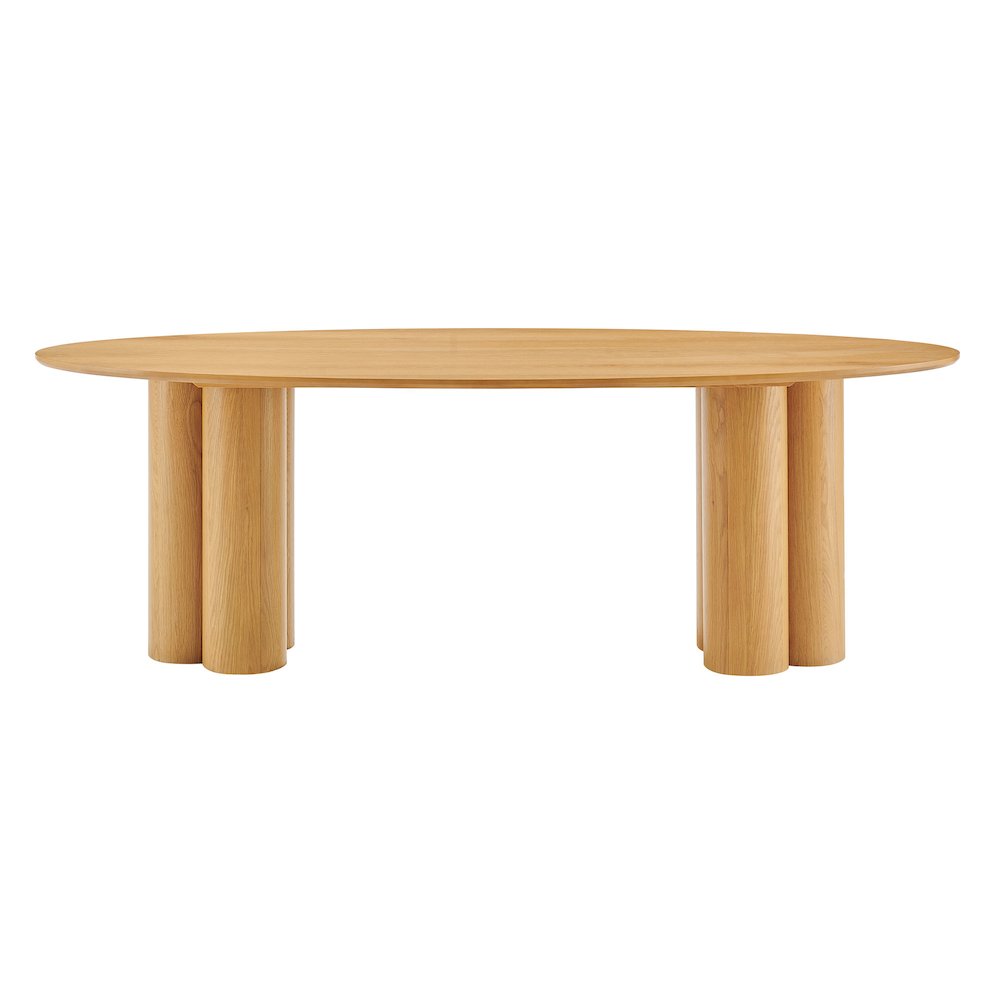 Renwick 79 Inch Oak Veneer Oval Pedestal Dining Table - Oak