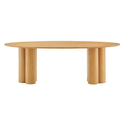 Renwick 79 Inch Oak Veneer Oval Pedestal Dining Table - Oak