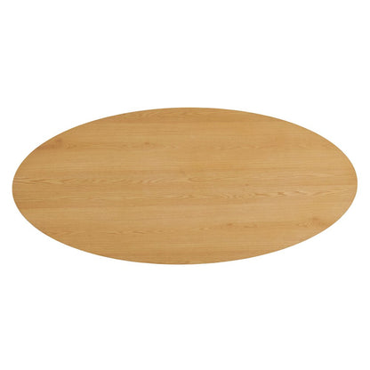 Renwick 79 Inch Oak Veneer Oval Pedestal Dining Table - Oak