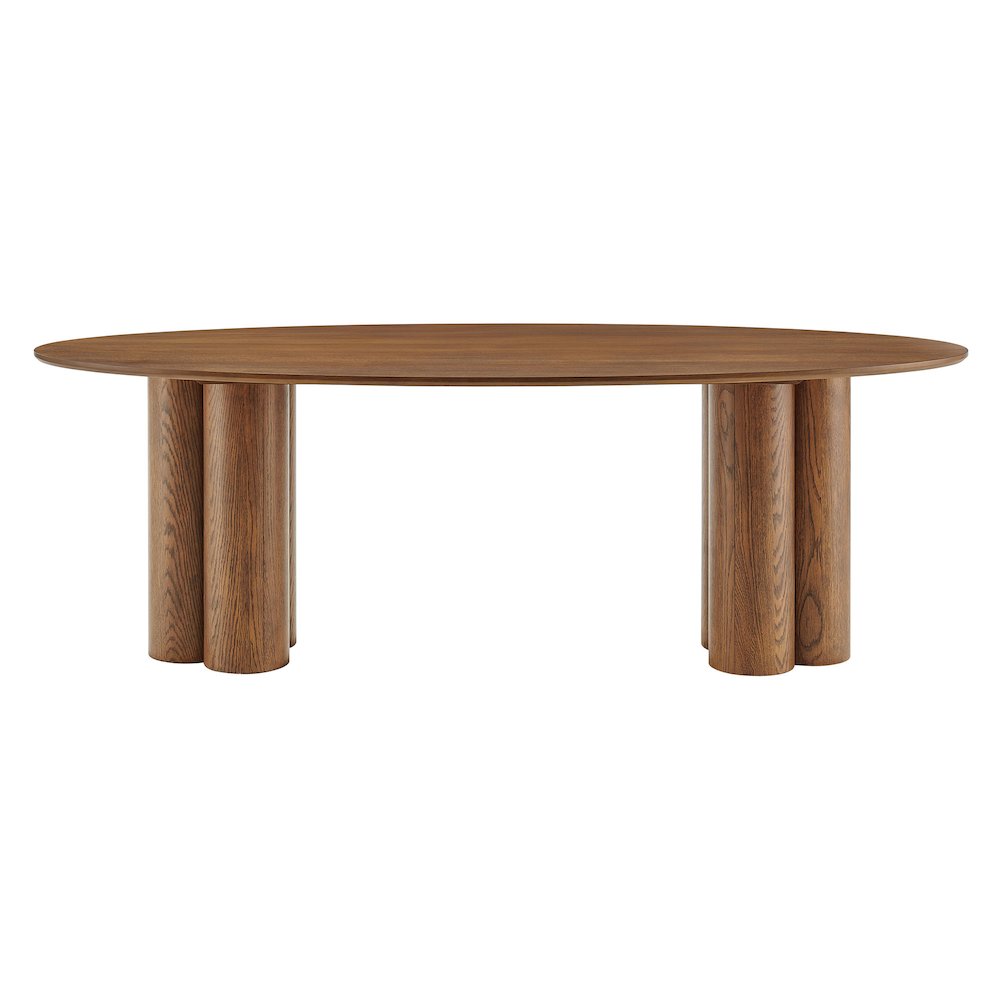 Renwick 79 Inch Oak Veneer Oval Pedestal Dining Table - Walnut