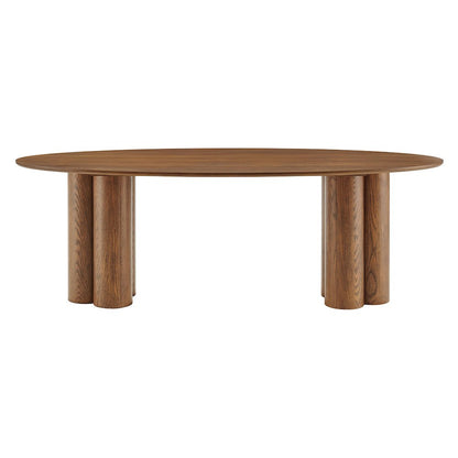 Renwick 79 Inch Oak Veneer Oval Pedestal Dining Table - Walnut