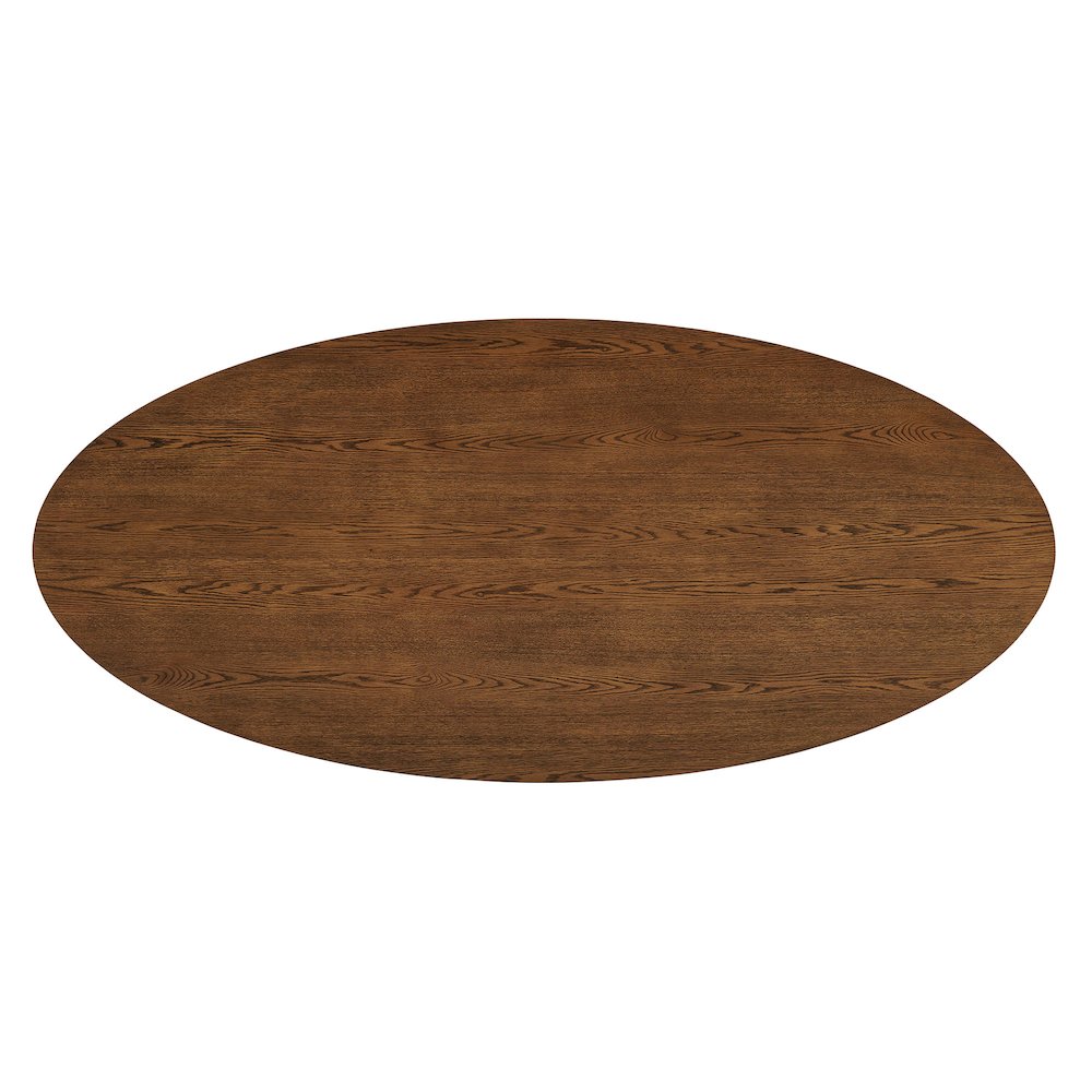 Renwick 79 Inch Oak Veneer Oval Pedestal Dining Table - Walnut