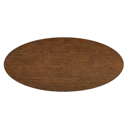 Renwick 79 Inch Oak Veneer Oval Pedestal Dining Table - Walnut