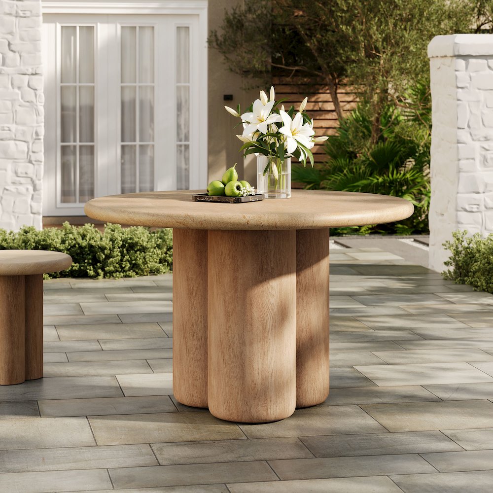 Tori 48 Inch Round Indoor and Outdoor Patio Dining Table