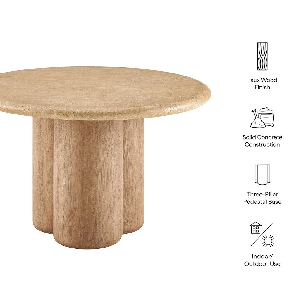 Tori 48 Inch Round Indoor and Outdoor Patio Dining Table