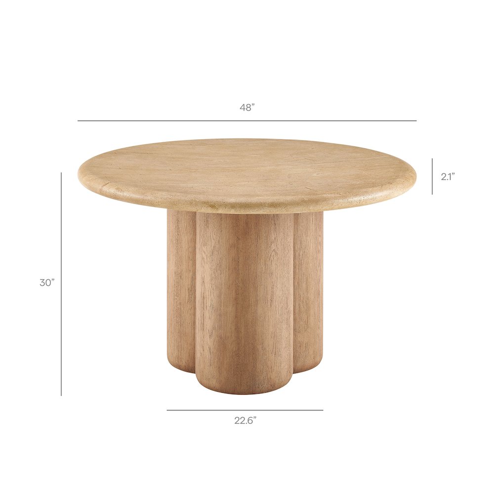 Tori 48 Inch Round Indoor and Outdoor Patio Dining Table