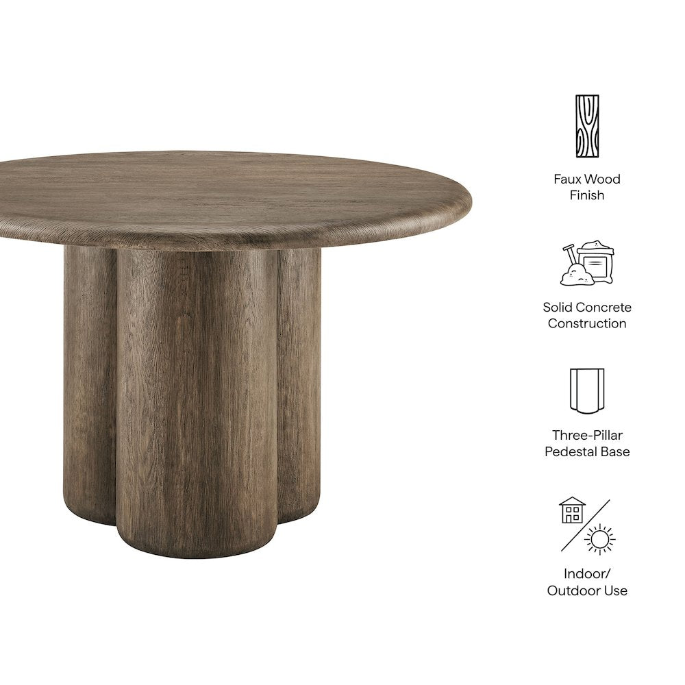 Tori 48 Inch Round Indoor and Outdoor Patio Dining Table