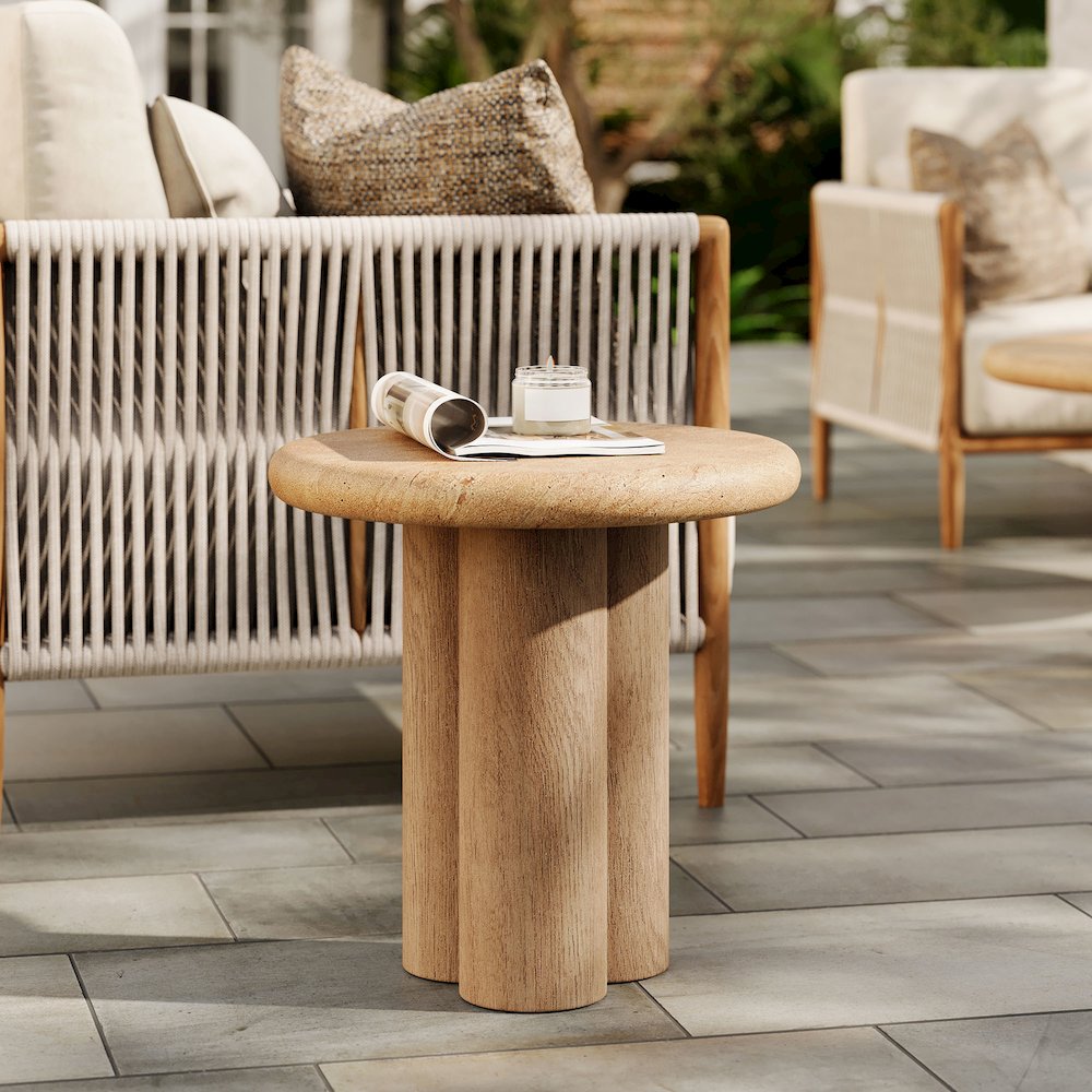 Tori 20 Inch Round Indoor and Outdoor Patio Side Table