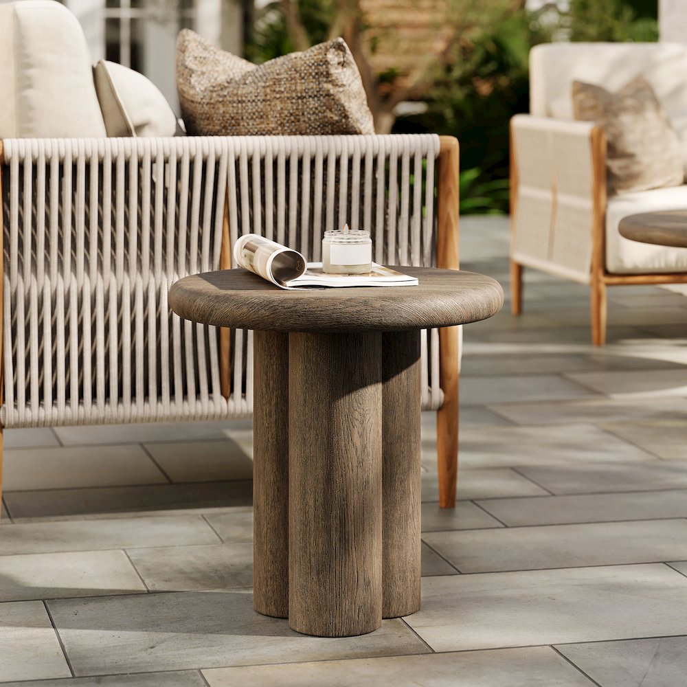 Tori 20 Inch Round Indoor and Outdoor Patio Side Table