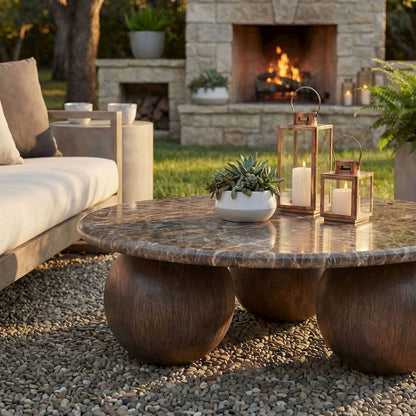 Pietra Indoor Outdoor Patio Round Coffee Table