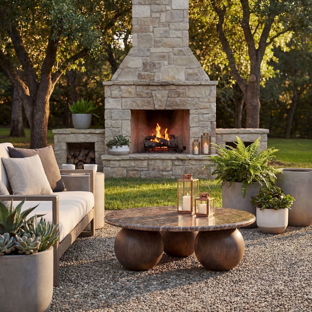 Pietra Indoor Outdoor Patio Round Coffee Table