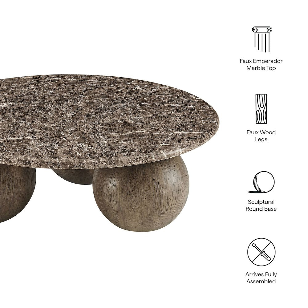 Pietra Indoor Outdoor Patio Round Coffee Table