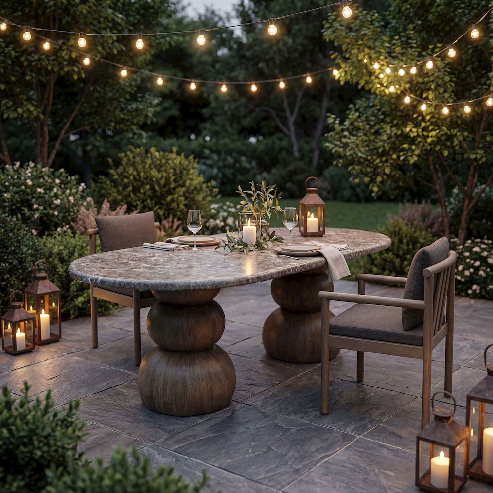 Pietra Indoor Outdoor Patio Oval Dining Table