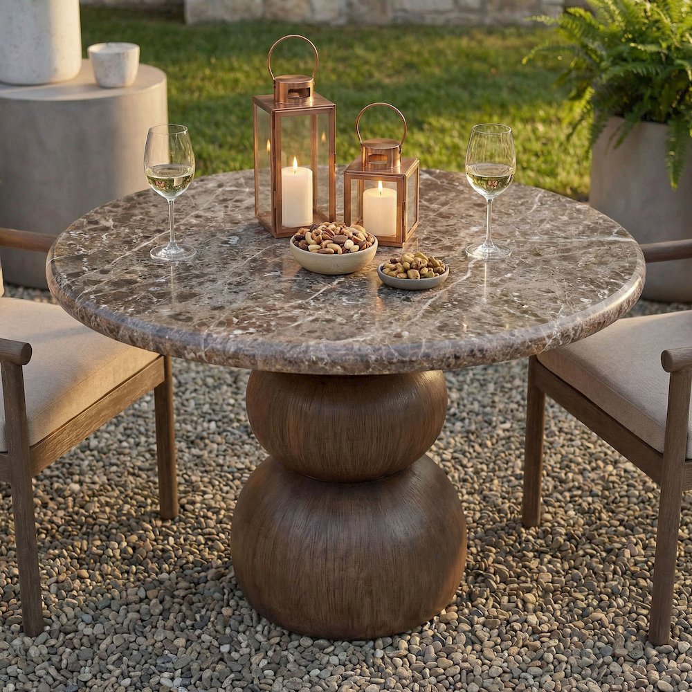 Pietra Indoor Outdoor Patio Round Dining Table
