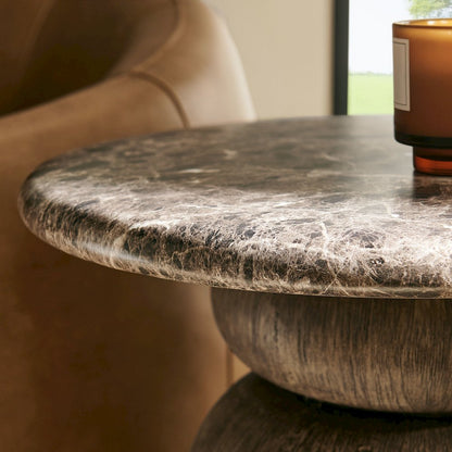 Pietra Indoor Outdoor Patio Round Side Table