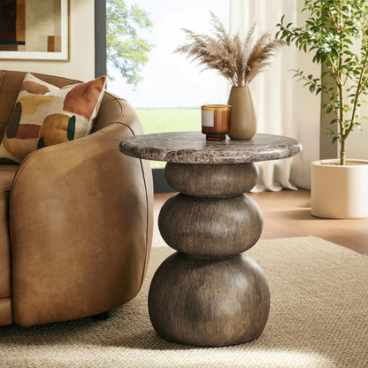 Pietra Indoor Outdoor Patio Round Side Table