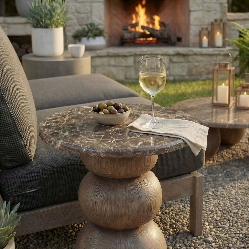 Pietra Indoor Outdoor Patio Round Side Table