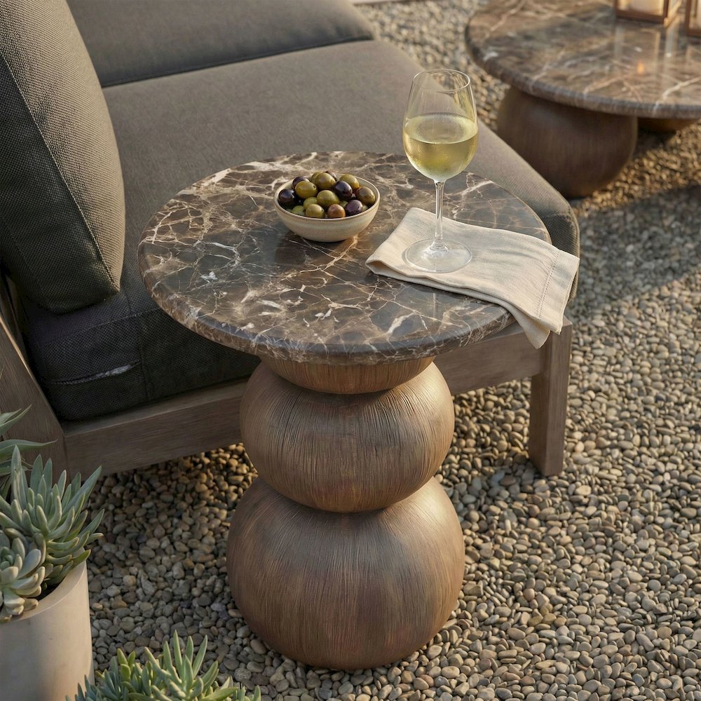 Pietra Indoor Outdoor Patio Round Side Table