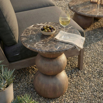Pietra Indoor Outdoor Patio Round Side Table