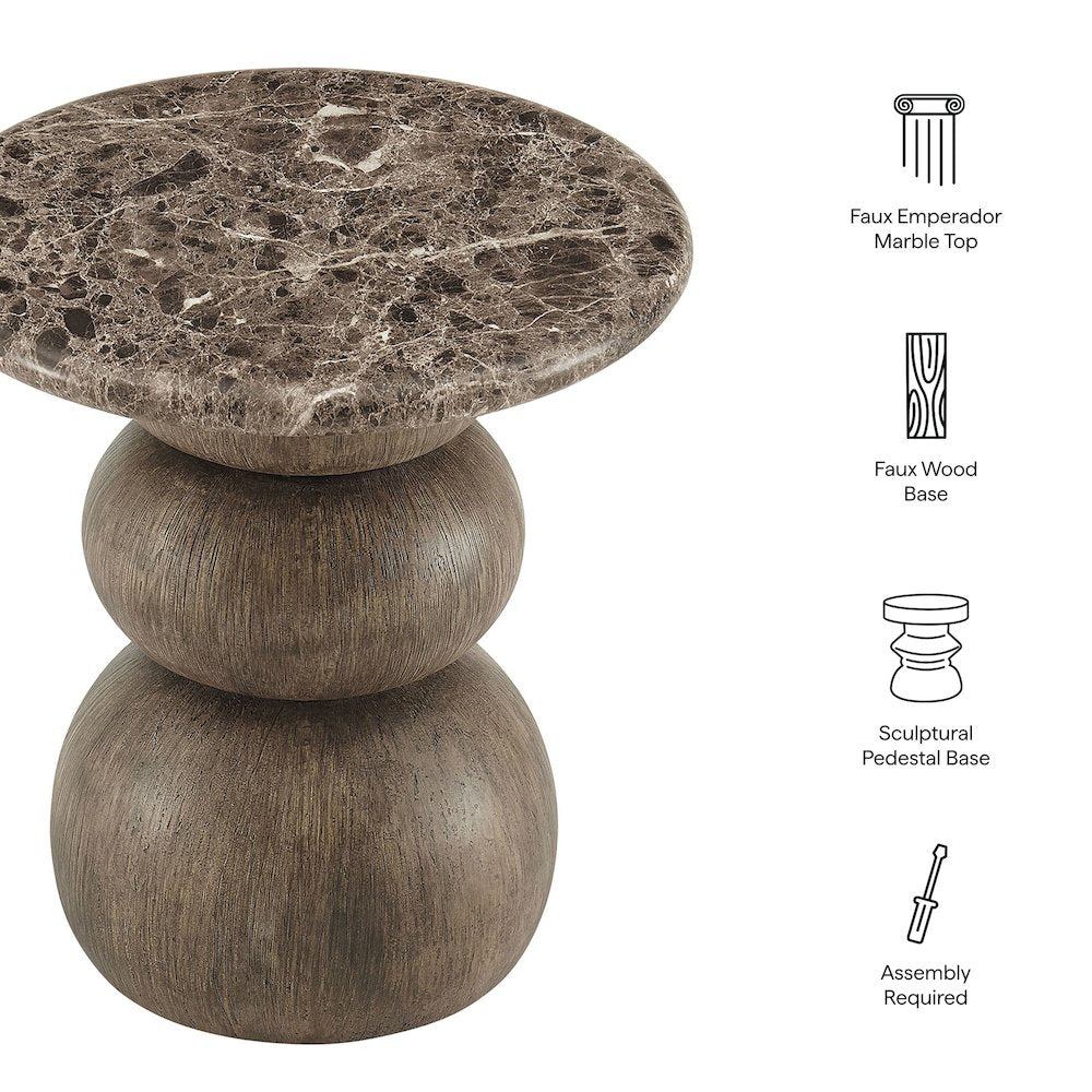 Pietra Indoor Outdoor Patio Round Side Table