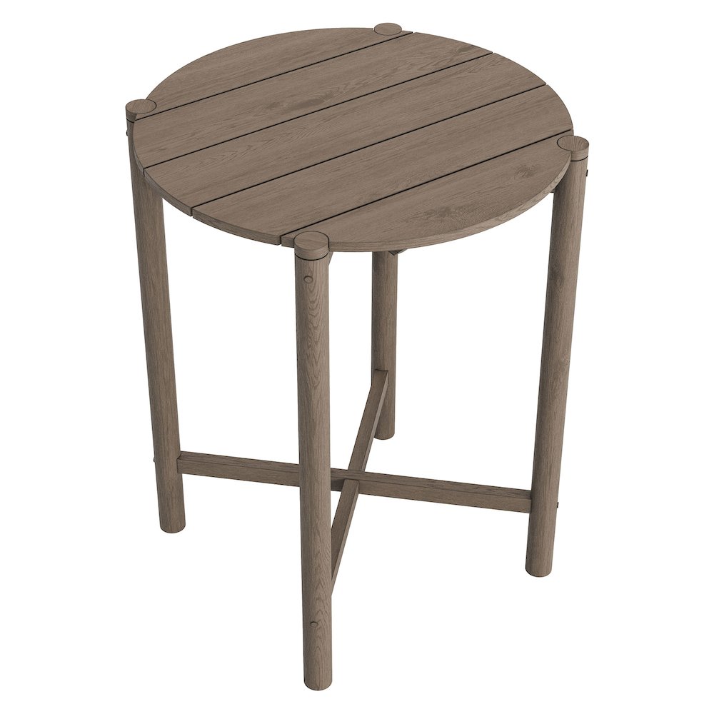 Eleni Round 35 Inch Outdoor Patio Teak Wood Round Bar Table