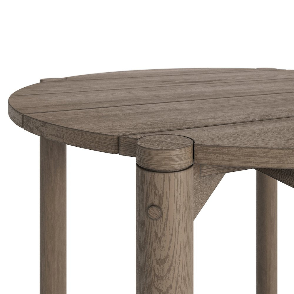 Eleni Round 35 Inch Outdoor Patio Teak Wood Round Bar Table