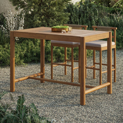 Eleni Rectangle 56-Inch Outdoor Patio Teak Wood Rectangular Bar Table