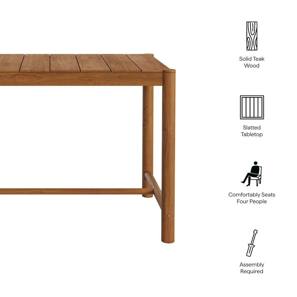 Eleni Rectangle 56-Inch Outdoor Patio Teak Wood Rectangular Bar Table