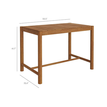 Eleni Rectangle 56-Inch Outdoor Patio Teak Wood Rectangular Bar Table