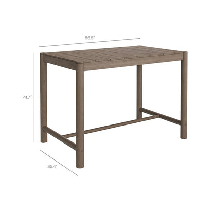 Eleni Rectangle 56-Inch Outdoor Patio Teak Wood Rectangular Bar Table