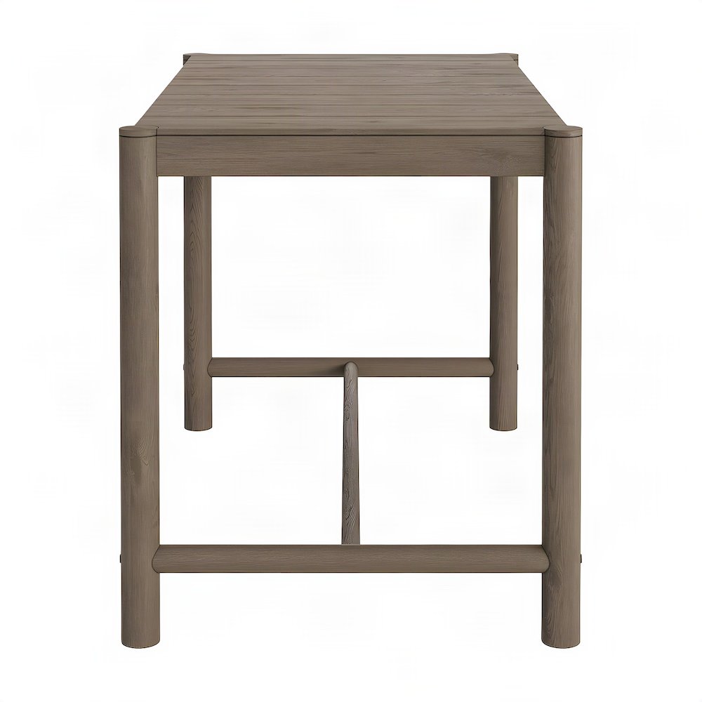 Teak Rectangular Outdoor Bar Height Pub Table, Weathered Gray Teak