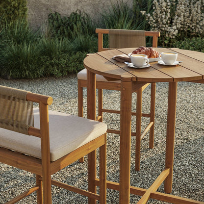 Eleni 3-Piece Outdoor Patio Teak Wood Bar Set