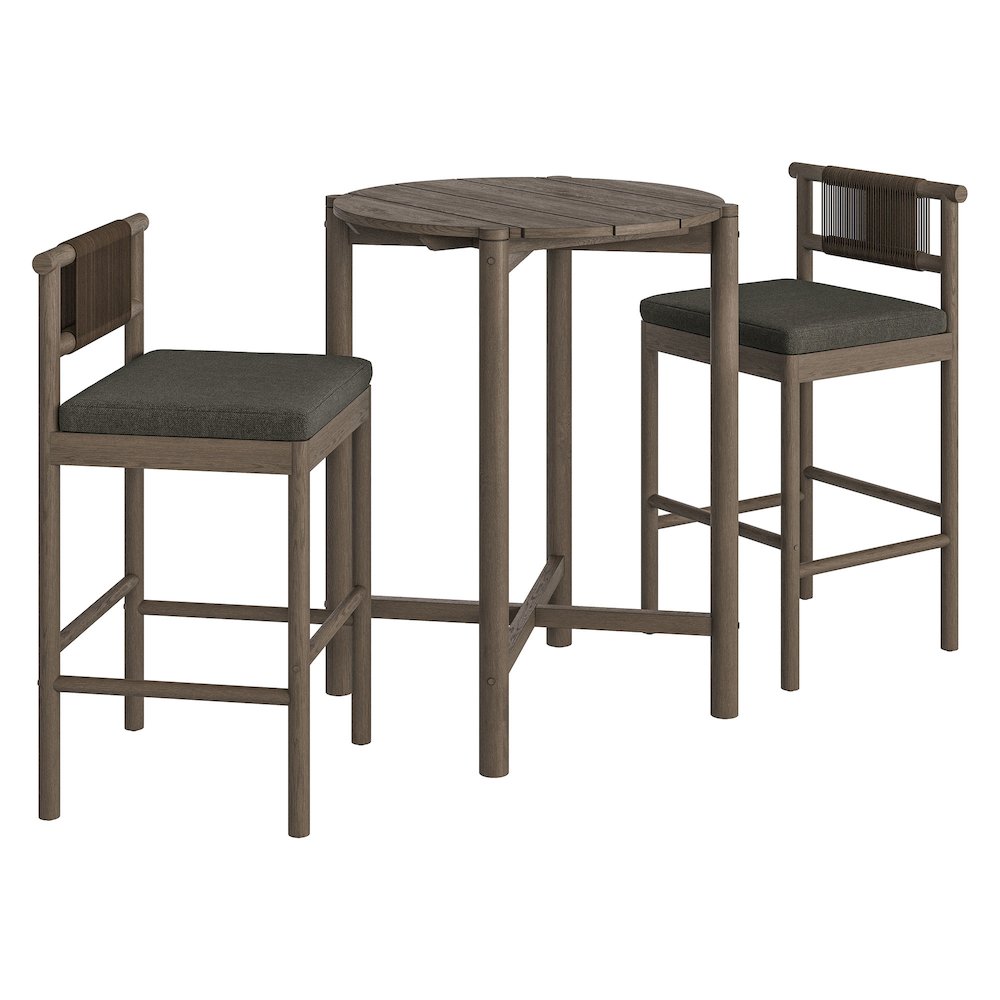 Eleni 3-Piece Outdoor Patio Teak Wood Bar Set