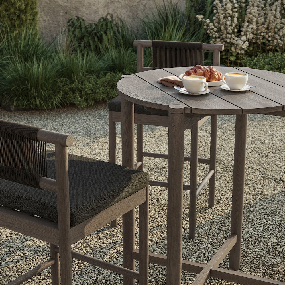 Eleni 3-Piece Outdoor Patio Teak Wood Bar Set