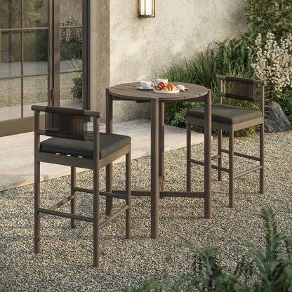 Eleni 3-Piece Outdoor Patio Teak Wood Bar Set