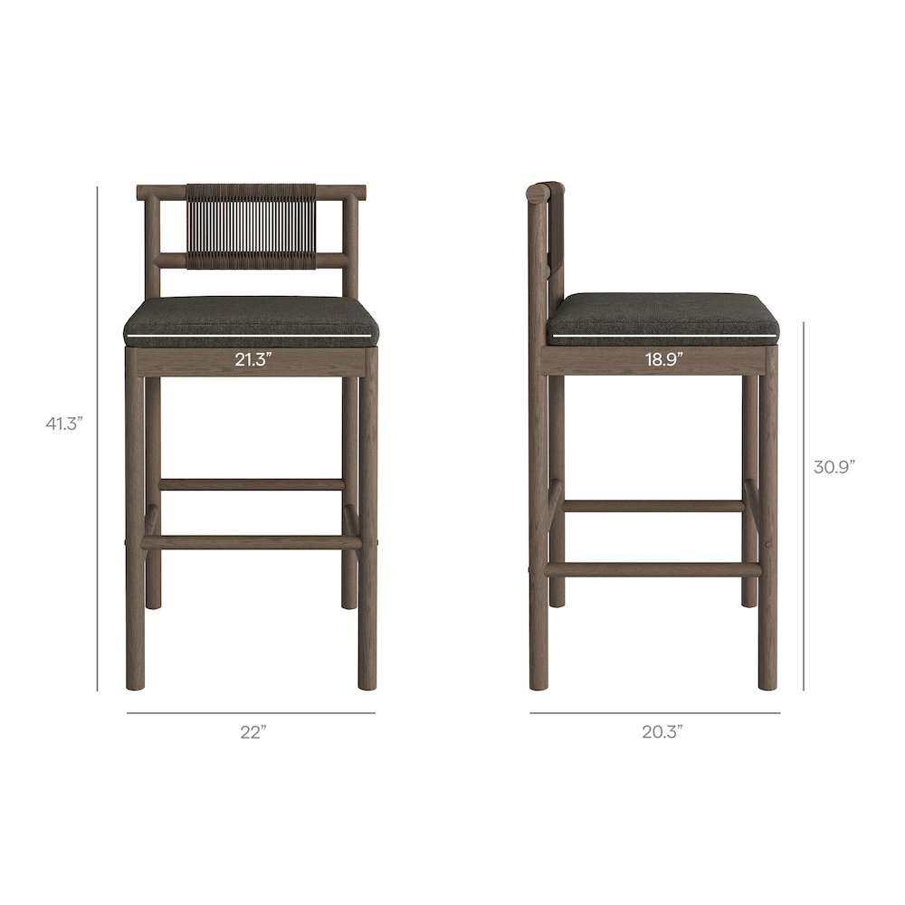 Eleni 3-Piece Outdoor Patio Teak Wood Bar Set