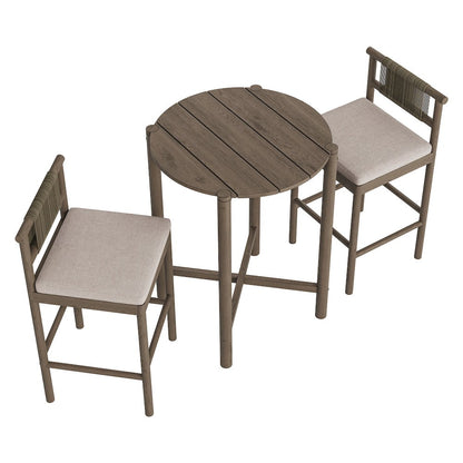 Eleni 3-Piece Outdoor Patio Teak Wood Bar Set