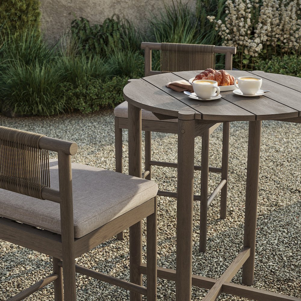 Eleni 3-Piece Outdoor Patio Teak Wood Bar Set