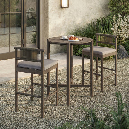 Eleni 3-Piece Outdoor Patio Teak Wood Bar Set