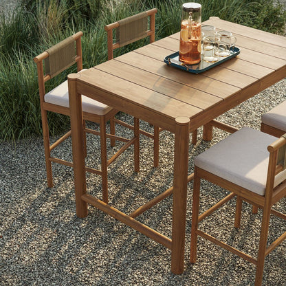 Eleni 5-Piece Outdoor Patio Teak Wood Bar Set