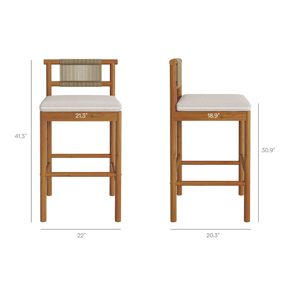 Eleni 5-Piece Outdoor Patio Teak Wood Bar Set