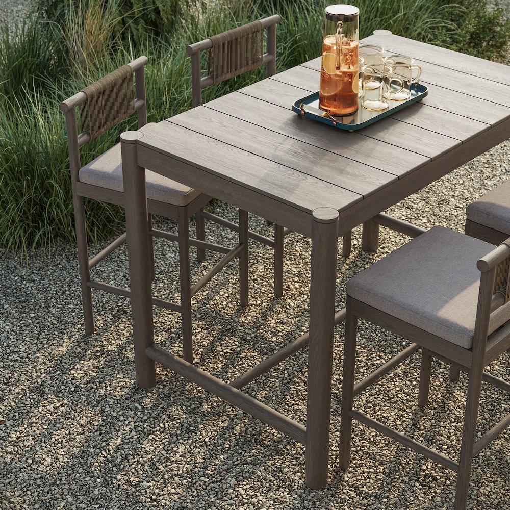 Eleni 5-Piece Outdoor Patio Teak Wood Bar Set