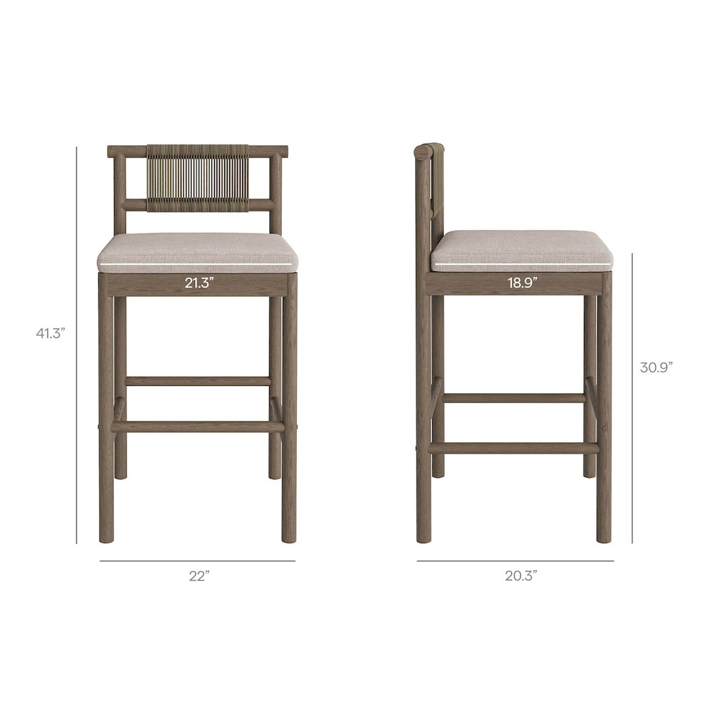 Eleni 5-Piece Outdoor Patio Teak Wood Bar Set